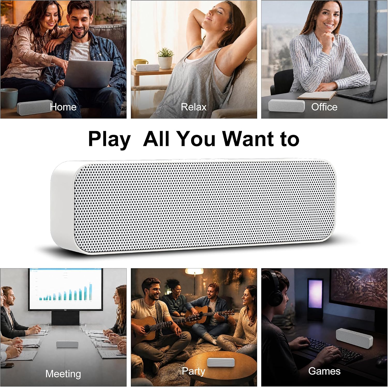 Computer Speakers for Desktop PC,USB Powered & Plug and Play,with Bluetooth 5.3/3.5mm AUX Input,Small Bluetooth Speakers with Stereo Sound Fit Under the Monitor for Office Work, Gaming, Music - Image 5