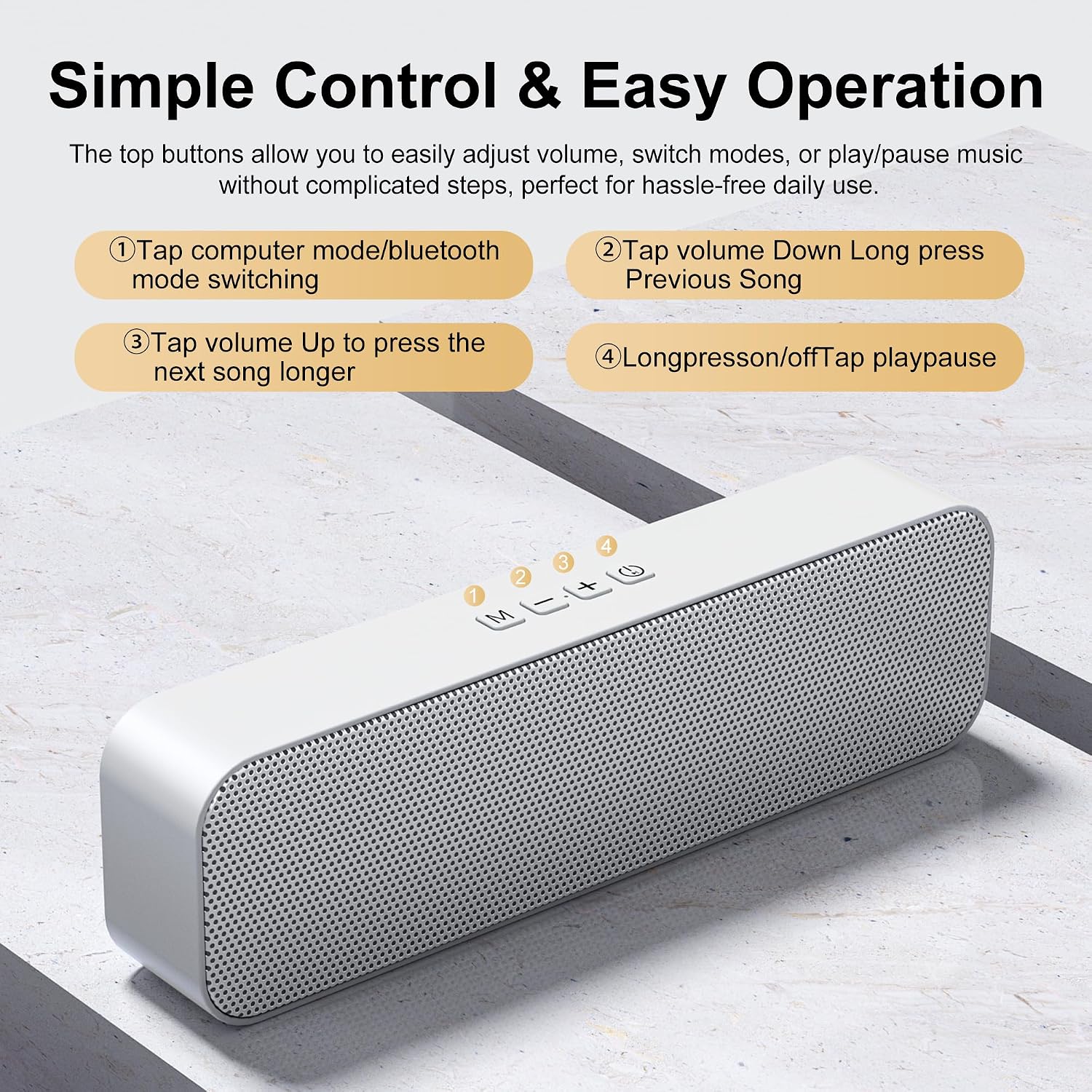 Computer Speakers for Desktop PC,USB Powered & Plug and Play,with Bluetooth 5.3/3.5mm AUX Input,Small Bluetooth Speakers with Stereo Sound Fit Under the Monitor for Office Work, Gaming, Music - Image 9