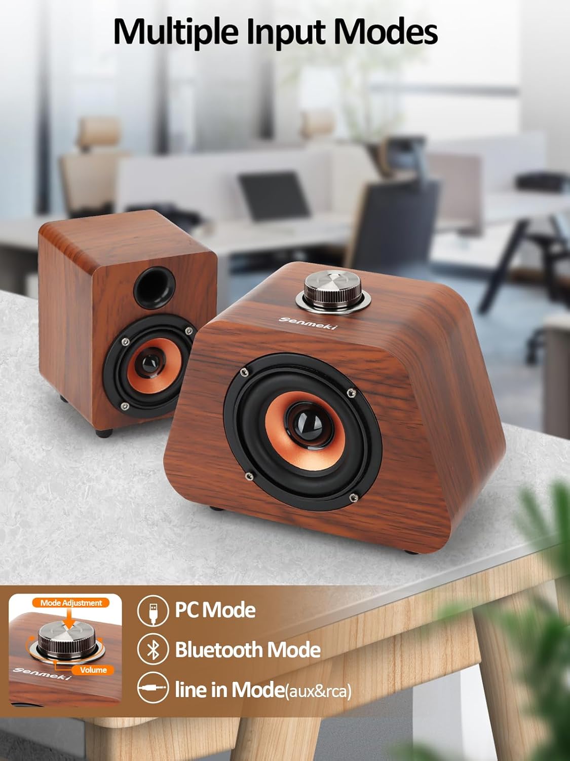 Computer Speakers, Mini PC Speaker with subwoofer,2.1 USB Powered Desktop Speakers, Bluetooth 5.0 and RCA Input pc Speakers for Desktop, Laptops, Phonograph, Phones, Tablets(K02) (Brown) - Image 3