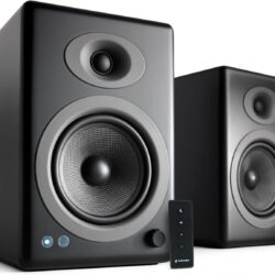 Audioengine A5+ Wired Bookshelf Speakers – Powered Speakers | for Turntables, Vinyl Records, Music Streaming and Home Theater - Black