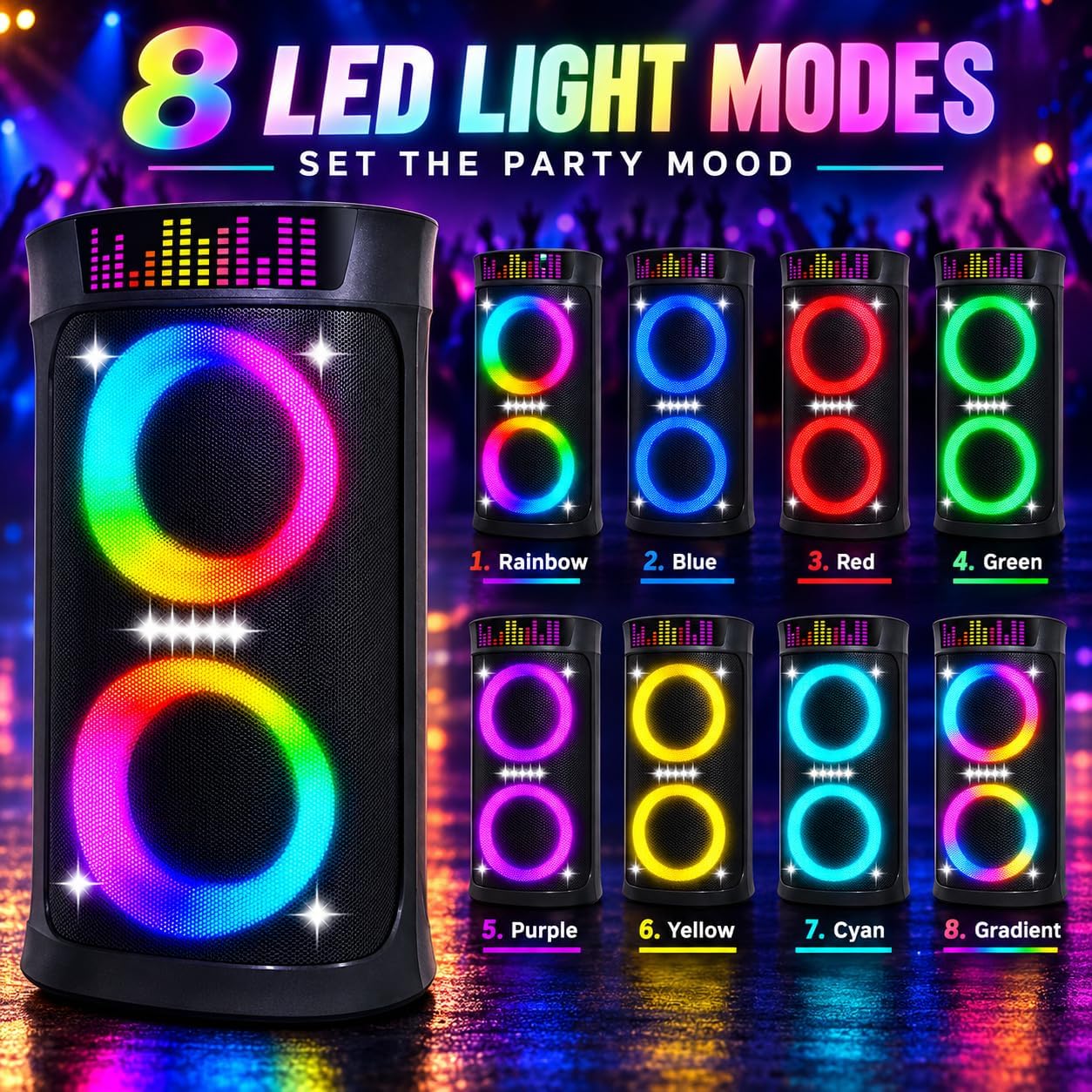 200W Party Speaker, Dual 6.5" Woofers, 6 EQ, Karaoke, Outdoor, Families - Image 4