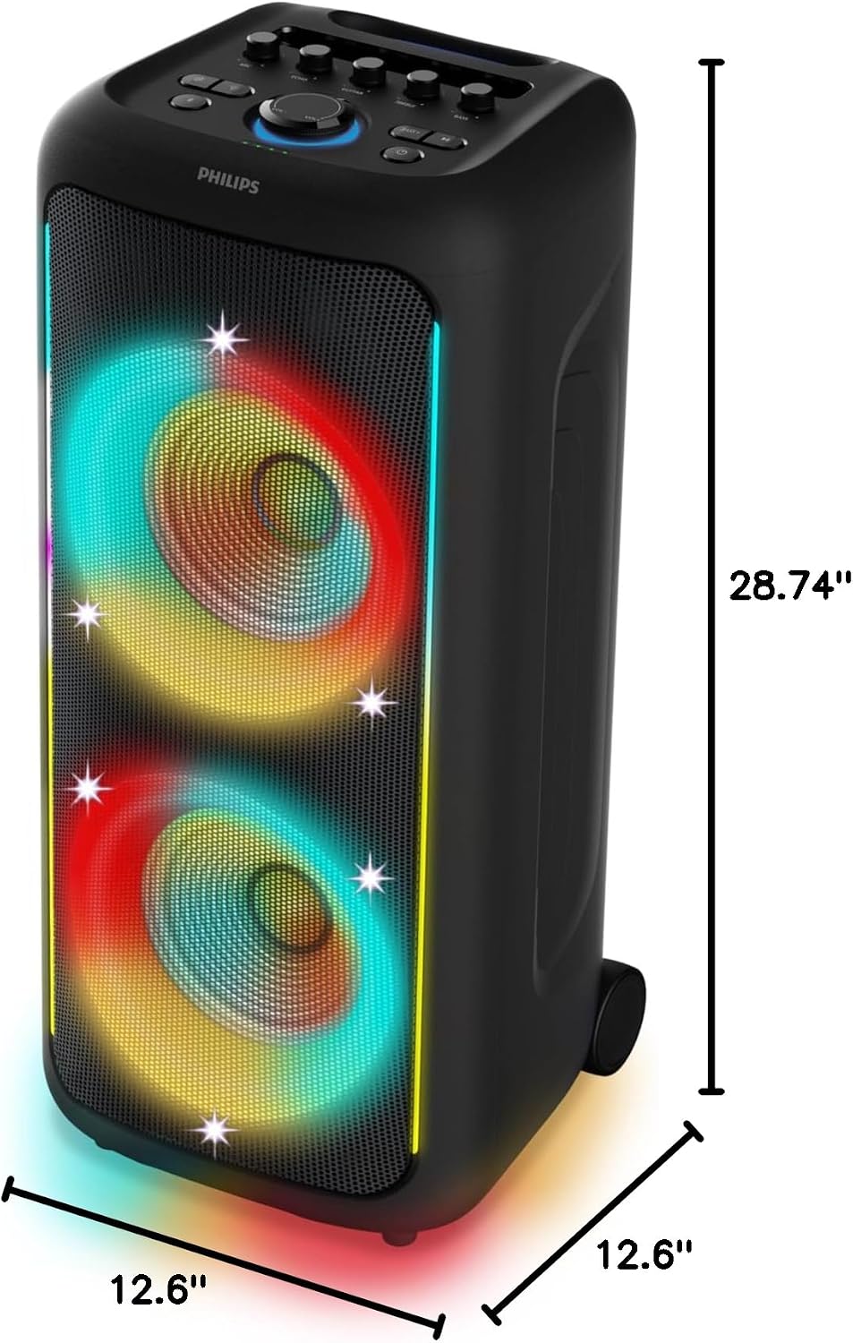 Philips TAX5000 Bluetooth Party Speaker with Dual 8" Woofers - 14HR Playtime, 200W Max Power, TWS, Auracast - Black - Image 7