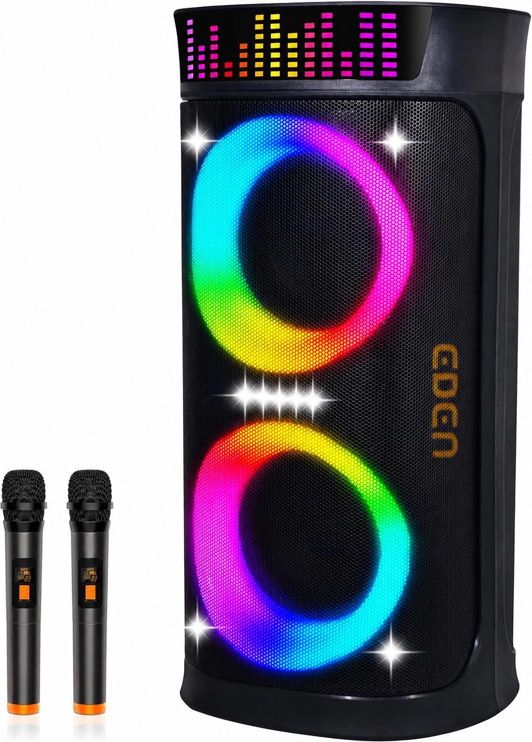 200W Party Speaker, Dual 6.5" Woofers, 6 EQ, Karaoke, Outdoor, Families