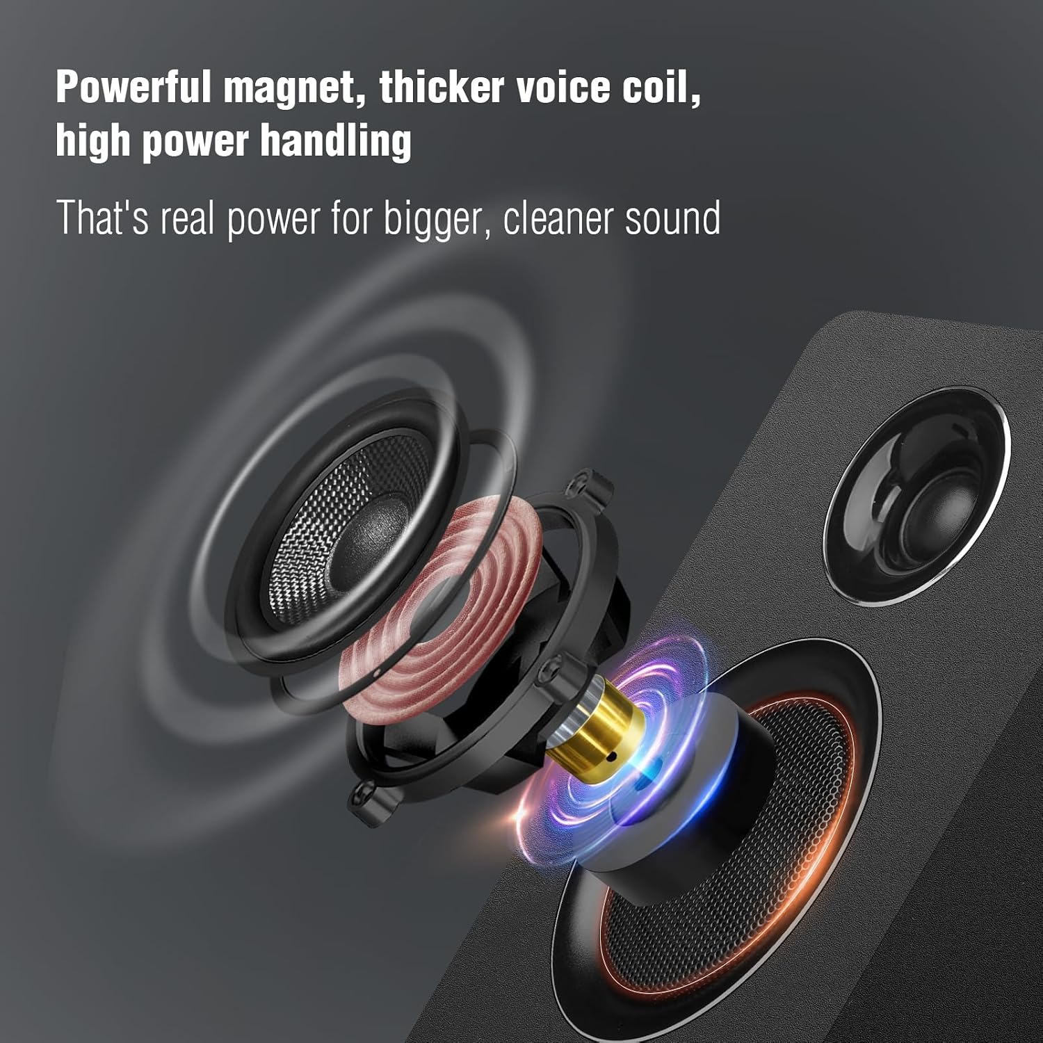 Computer Speakers, Bluetooth 5.3, USB-C, AUX/RCA, 3-Inch Woofer, Black - Image 3