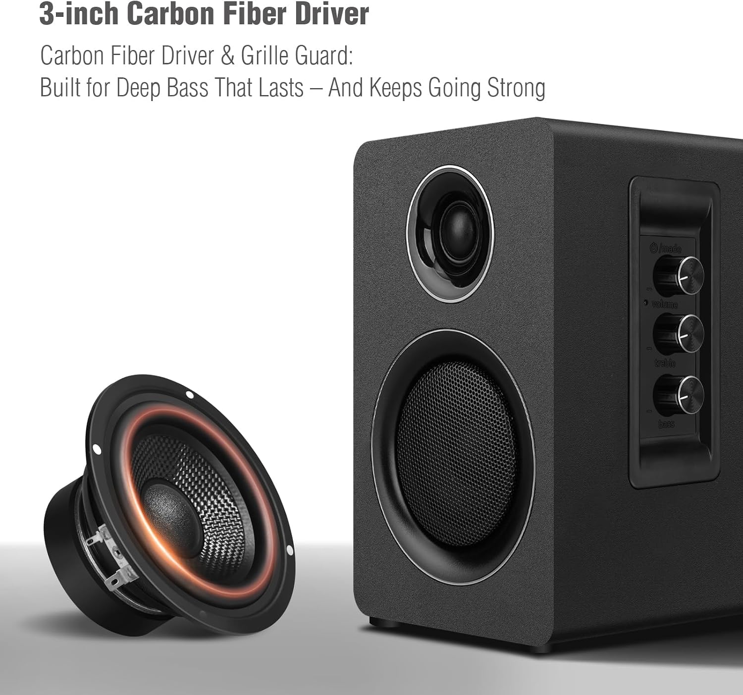Computer Speakers, Bluetooth 5.3, USB-C, AUX/RCA, 3-Inch Woofer, Black - Image 2